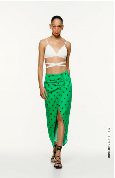 Falda verde con abertura de Zara / Zara