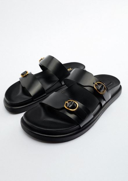 Zara has the perfect base for summer: black sandals with buckles