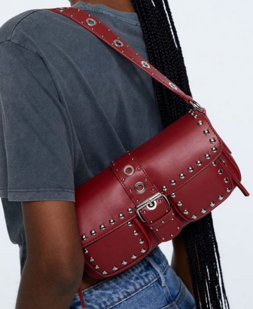 Bolso Universidad Mujer Bolso Shopper Gris Con Tachuelas Y