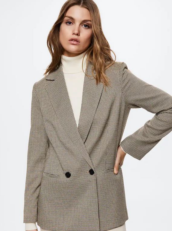 Mango's houndstooth blazer will add color to your office look