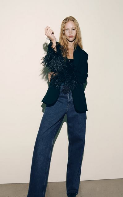 Still not looking for Christmas Eve?  This Zara feather blazer is the key to not being cold and looking stylish