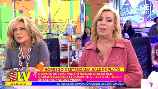 Carmen Borrego, muy triste en el plató de 'Sálvame' / Telecinco