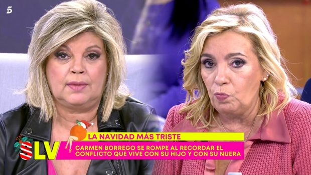 Carmen Borrego and Terelu Campos on the set of 'Save me' / Telecinco