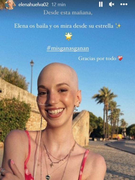 Storie de Elena Huelva con la que se ha anunciado su muerte / Instagram