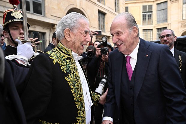Juan Carlos y Mario Vargas Llosa en la Academia Francesa / Gtres