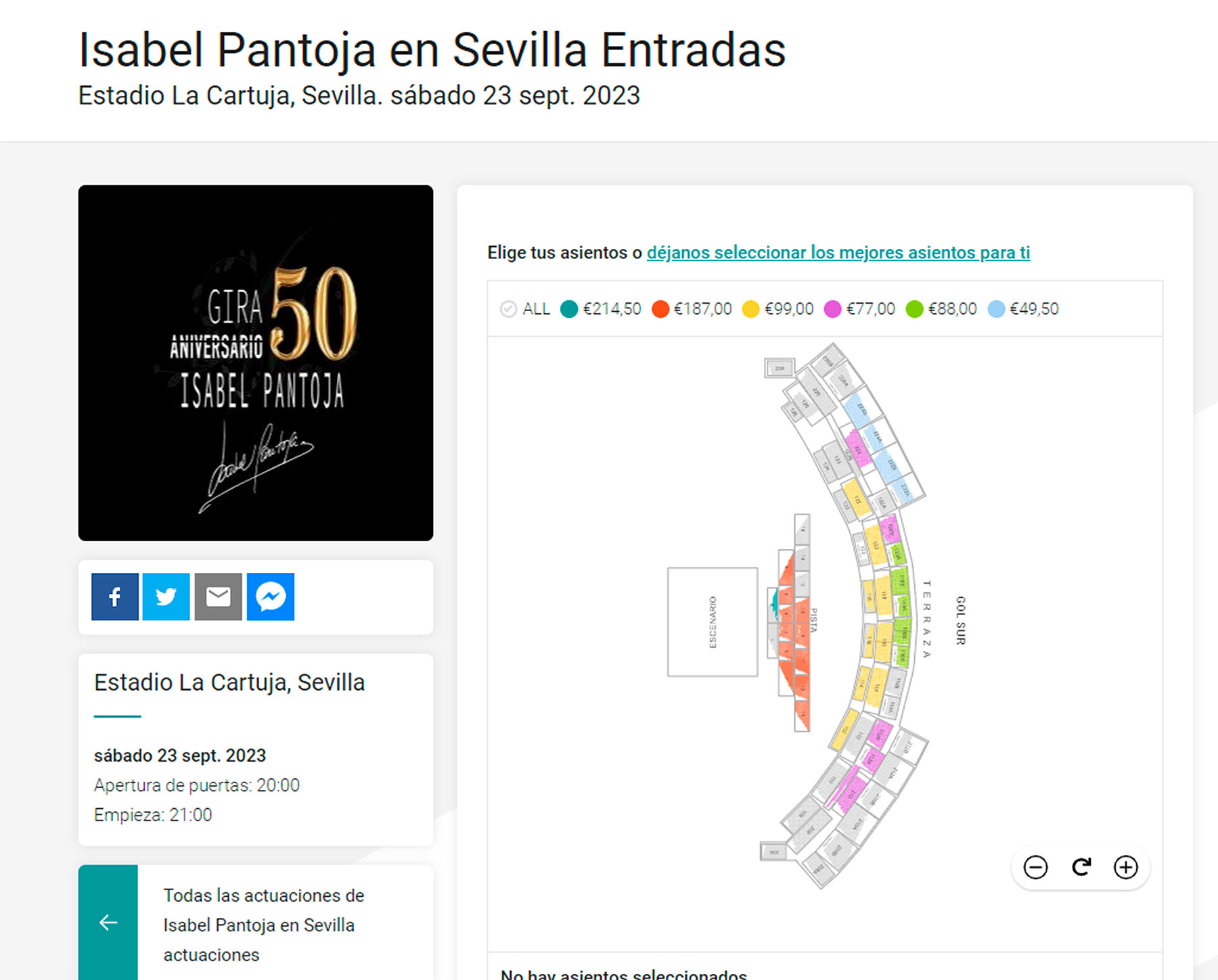 Precios del concierto en Sevilla de Isabel Pantoja