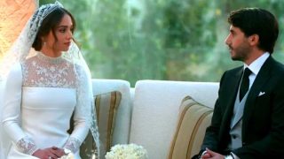 Iman de Jordania junto a su esposo en el día de su boda / TV Jordania
