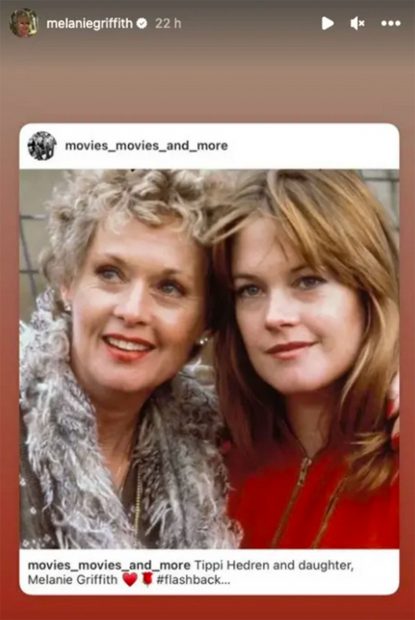 Melanie Griffith comparte una imagen con su madre / Redes sociales