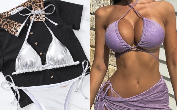 Bikini con brillante y metalizado / Shein