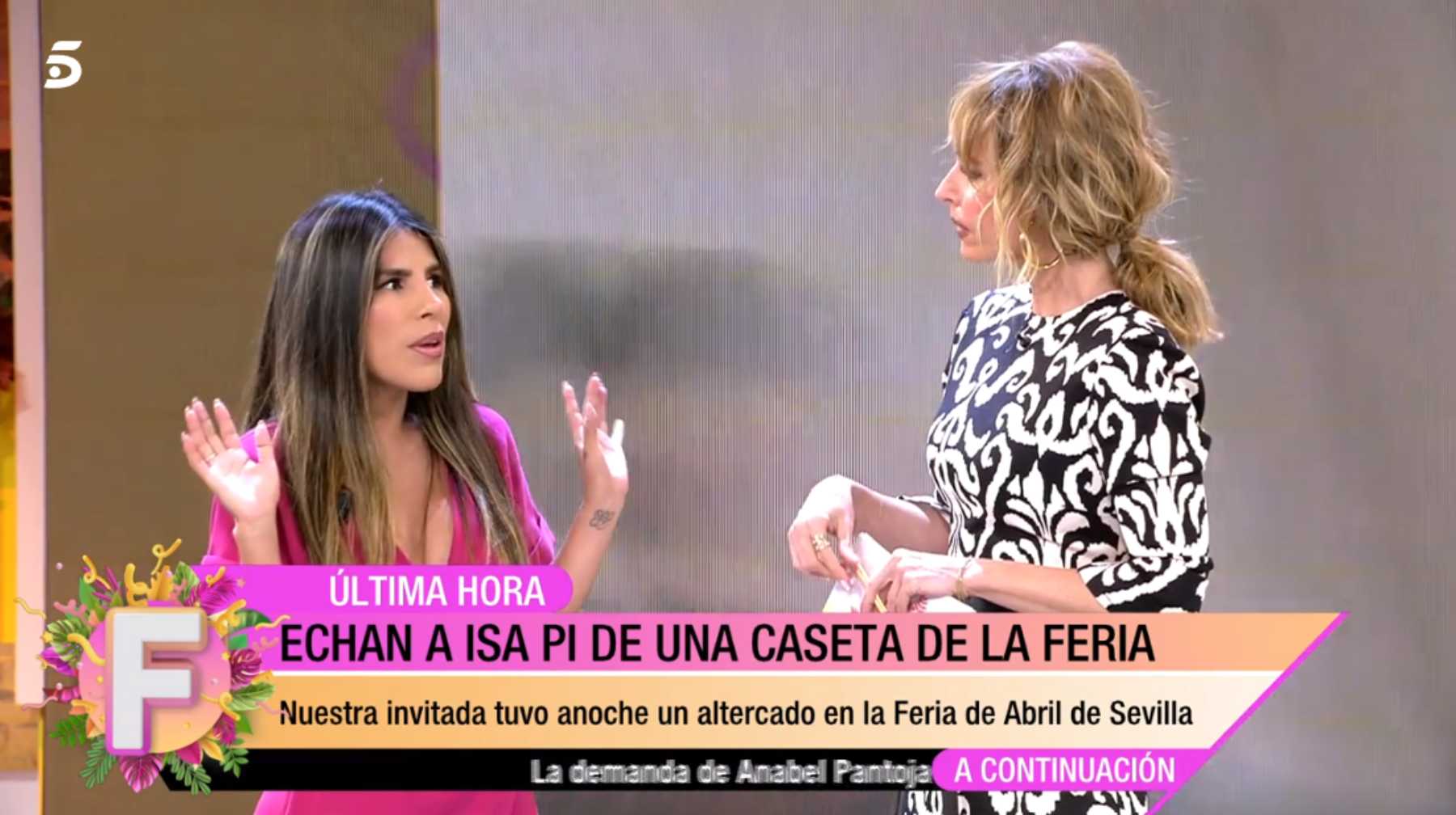 Isa Pantoja y Emma García en el programa 'Fiesta' / Telecinco