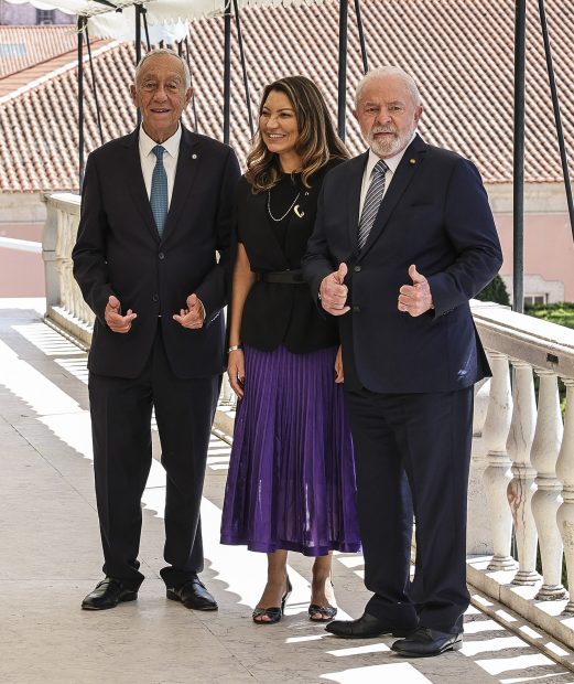 Rosângela Lula da Silva con su marido y con el presidente de Portugal. / Gtres