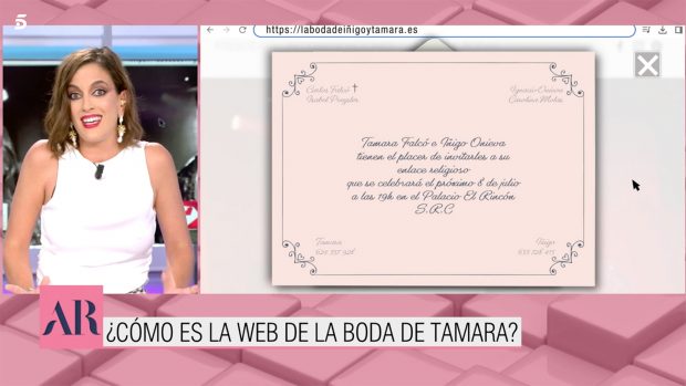 Leticia Requejo hablando en 'El Programa de Ana Rosa' sobre la invitación de boda de Tamara Falcó e Íñigo Onieva. / Telecinco