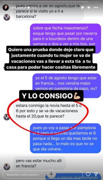 Storie de Sofía Suescun. / Instagram