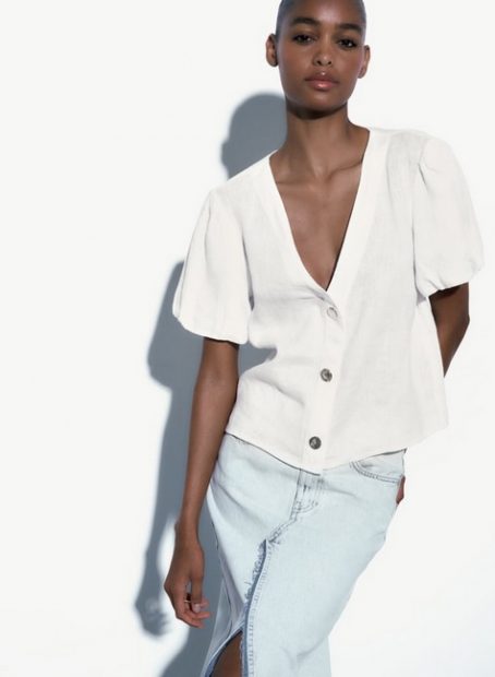 Camisa lino blanca Zara