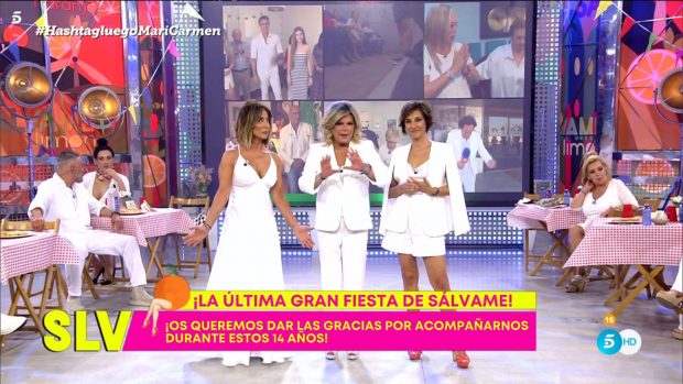 María Patiño, Terelu Campos y Adela González en 'Sálvame'. / Telecinco