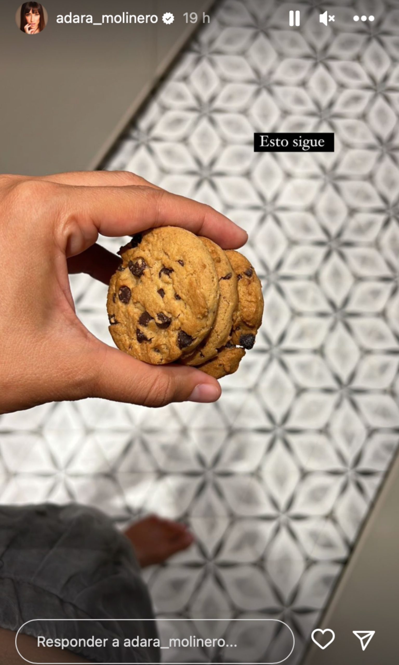 Mano de Adara Molinero sujetando unas galletas/ Instagram
