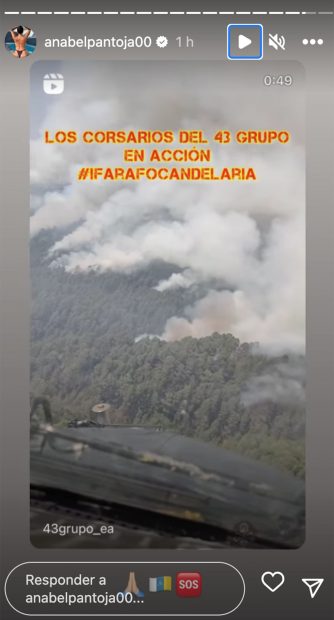 Anabel Pantoja visibilizando el incendio de Canarias / Instagram