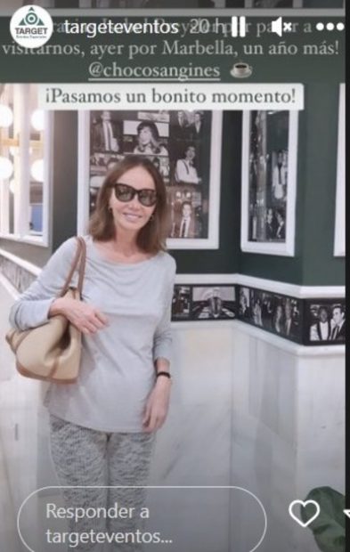 Isabel Preysler en la chocolatería San Ginés de Marbella / Redes sociales