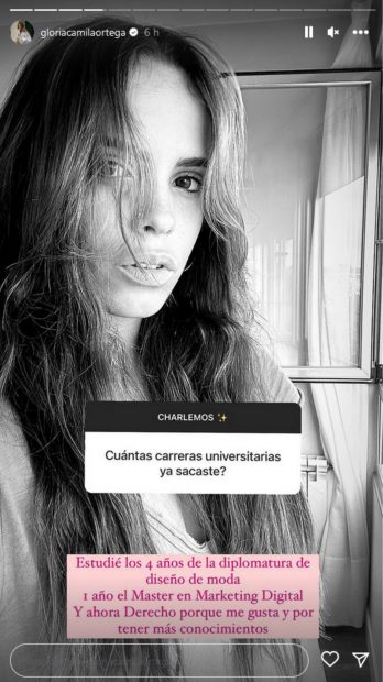 Gloria Camila contestando a sus seguidores / Instagram