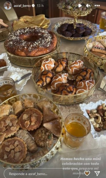 La comida que preparó la madre de Asraf Beno tras su boda civil / Redes sociales