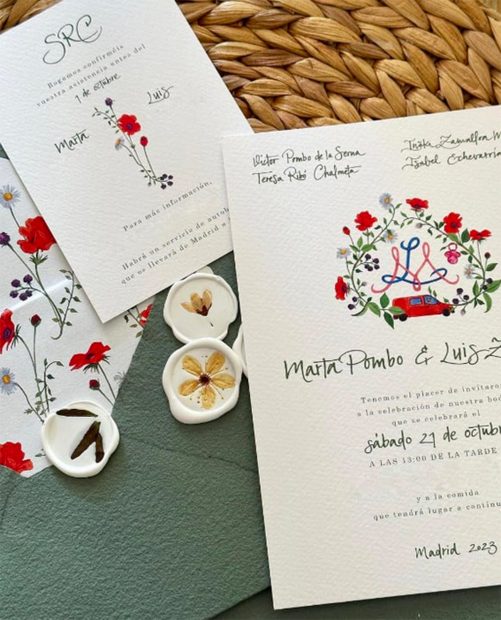 Las invitaciones de la boda de Marta Pombo / Redes sociales