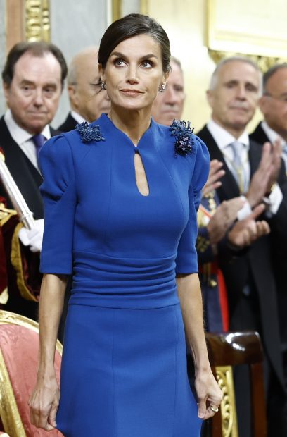 Reina Letizia vestido azul, Reina Letizia Constitución Leonor