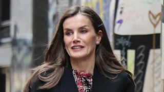 La Reina Letizia a su llegada al taller de APRAMP. / Gtres