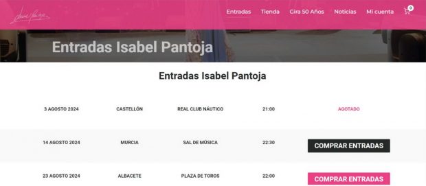 Isabel Pantoja, entradas Isabel Pantoja, 