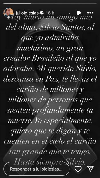 Mensaje de Julio Iglesias amigo, muere amigo julio iglesias, 