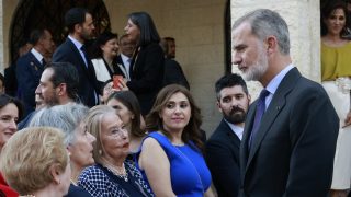 Felipe VI durante su encuentro con los españoles. (Foto: Gtres)