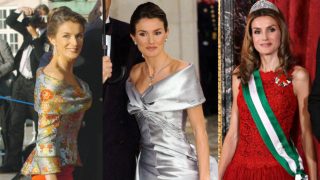 La Reina Letizia con diferentes diseños de Lorenzo Caprile. (Foto: Gtres)