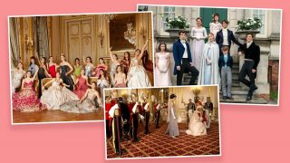 Composición de debutantes de Le Bal en 2023, de la serie los Bridgerton y de Downton Abbey.