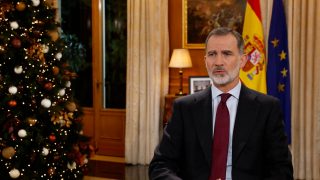 Felipe VI en Zarzuela durante su discurso. (Foto: Gtres)