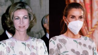 La Reina Sofía y la Reina Letizia con el mismo vestido.