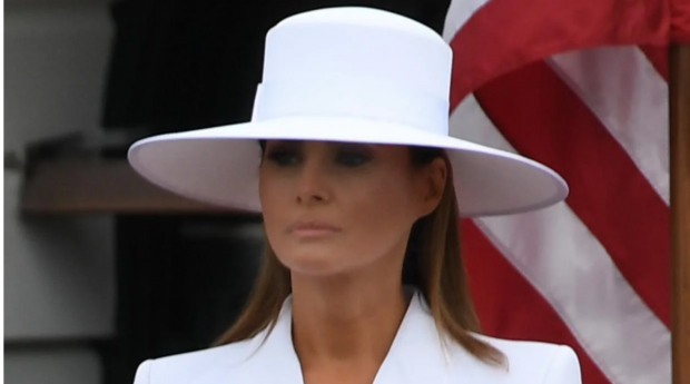 Melania Trump el día de la visita oficial de macron en abril de 2018