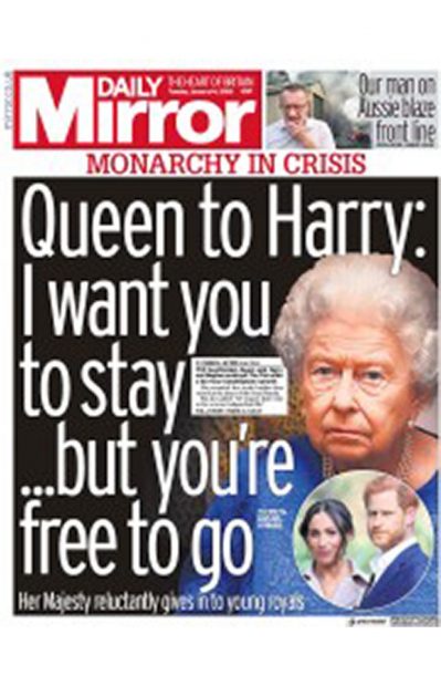 Portada del diario británico Daily Mirror. (Foto: Gtres)