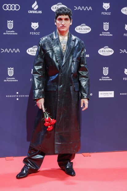 La Dani, el presentador de la gala en la alfombra Roja de los Premios Feroz 2025. (Foto: Gtres)