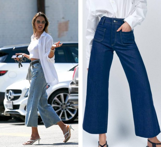 Alessandra Ambrosio con jeans de estilo cropped / Uno pantalón igual en Zara