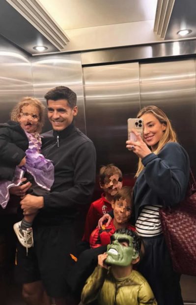 Alice Campello, Álvaro Morata y sus hijos. (Foto:Instagram)