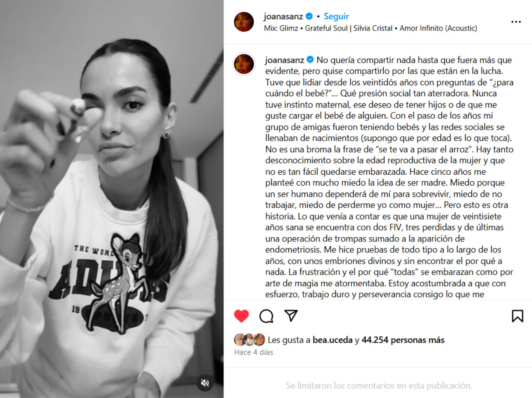 Joana Sanz anuncia su embarazo. (Foto: Instagram)