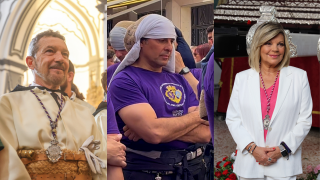 Antonio Banderas, Francisco Rivera y Terelu Campos en Semana Santa. (Foto: Gtres)