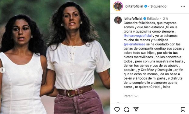 Así ha sido la felicitación de Lolita Flores a Carmina Ordóñez en el día que habría celebrado su 70 cumpleaños. (Foto: Redes Sociales)
