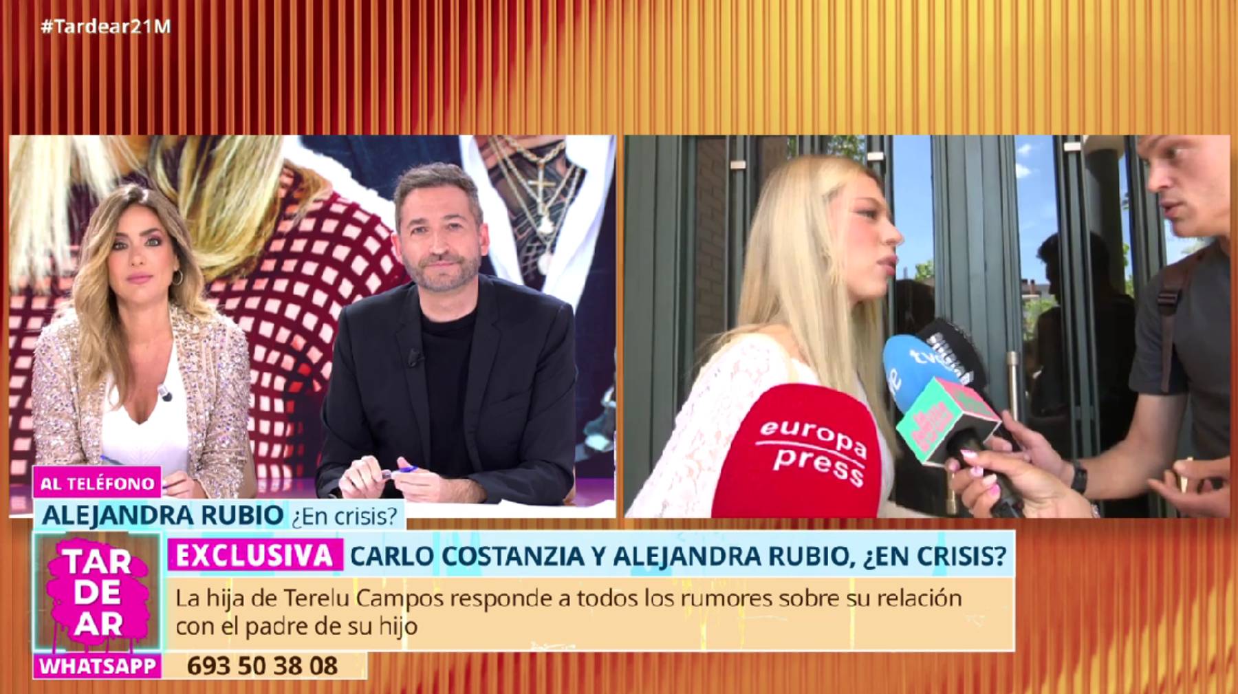 Alejandra Rubio entra en directo en 'TardeAR'. (Foto: Gtres)