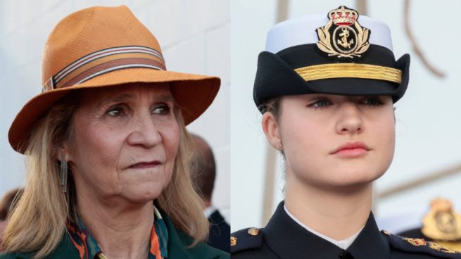 La infanta Elena y la princesa Leonor en dos actos. (Foto: Gtres)