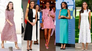 La Reina Letizia con vestidos asequibles. (Fotos: Gtres)