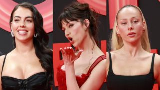 Georgina Rodríguez, Úrsula Corberó y Ester Expósito en el 10º aniversario de Netflix. (Foto: Gtres)