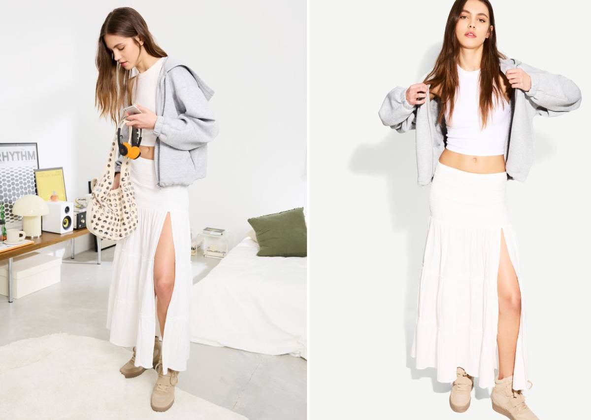 Falda midi de Bershka