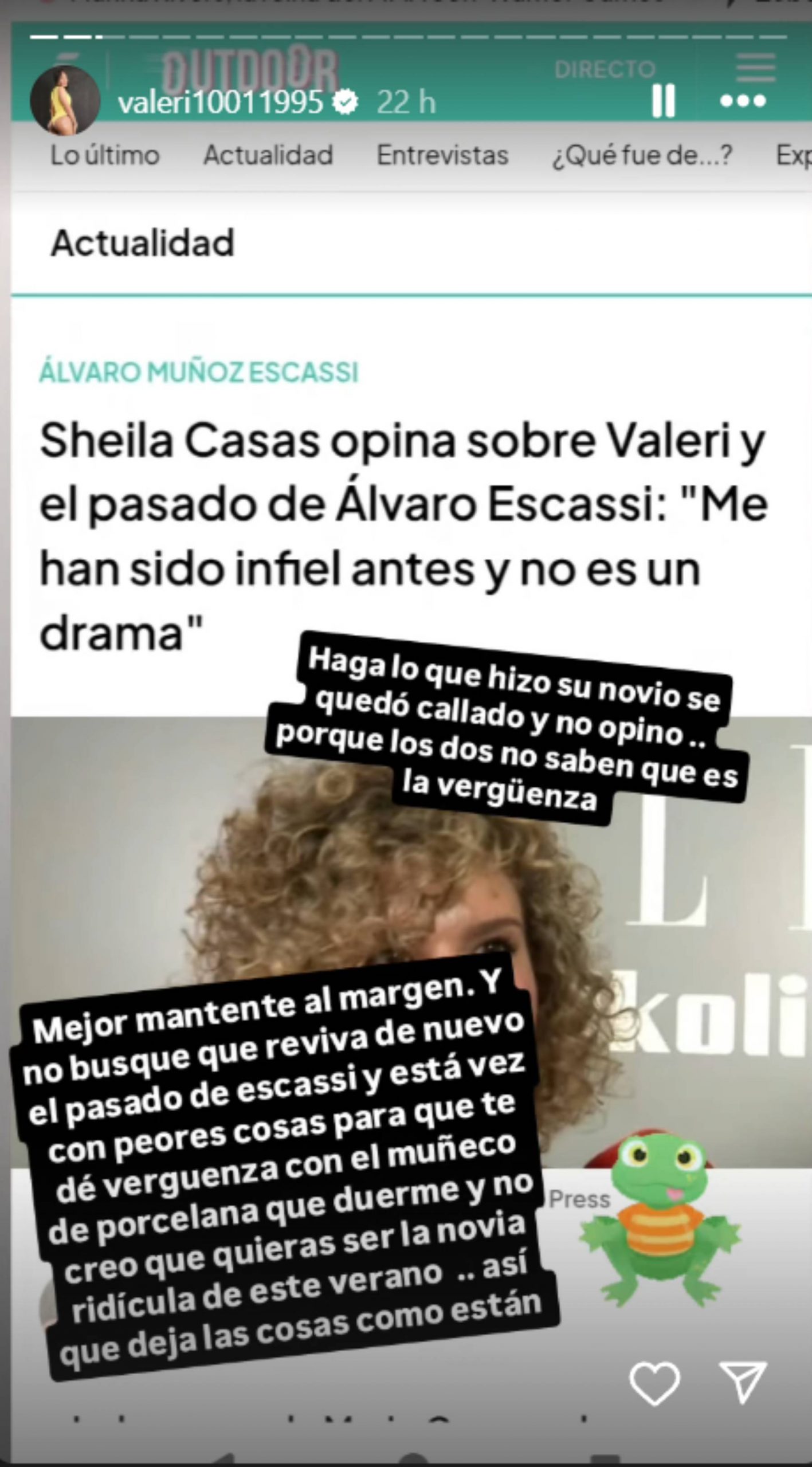 Comunicado de Valeri Cuéllar en Instagram. (Foto: RRSS)