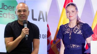 Andrés Iniesta y la princesa Leonor en un montaje de Look. (Fotos: Gtres)