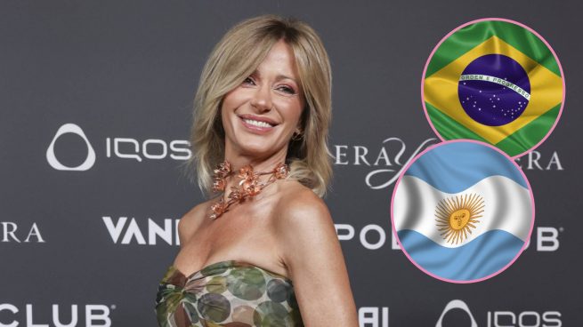Susanna Griso y las banderas de Brasil y Argentina. (Fotos: Gtres)